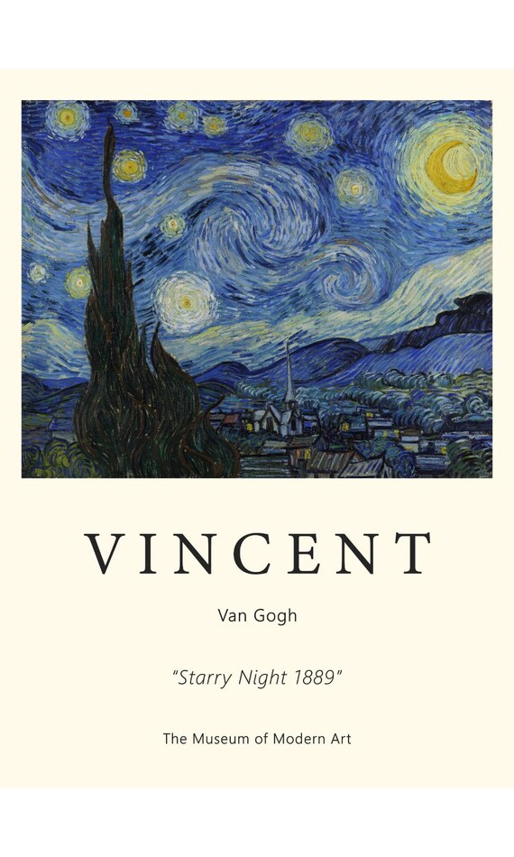 De Sterrennacht van van Gogh Museum Poster - Etsy België