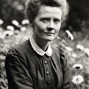 Marie Curie in the garden | Poster | Wall Art | Home Decor |