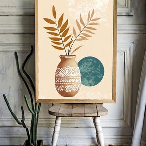Póster de jarrón botánico abstracto