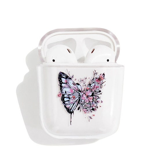 Painted white flower butterfly  AirPods Case Silicone Protective Carrying Case For Apple AirPods Pro AirPods Pro Case Cover