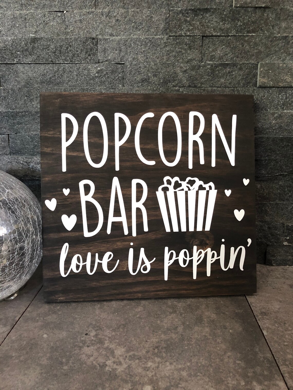 Popcorn Bar Wooden Sign Etsy