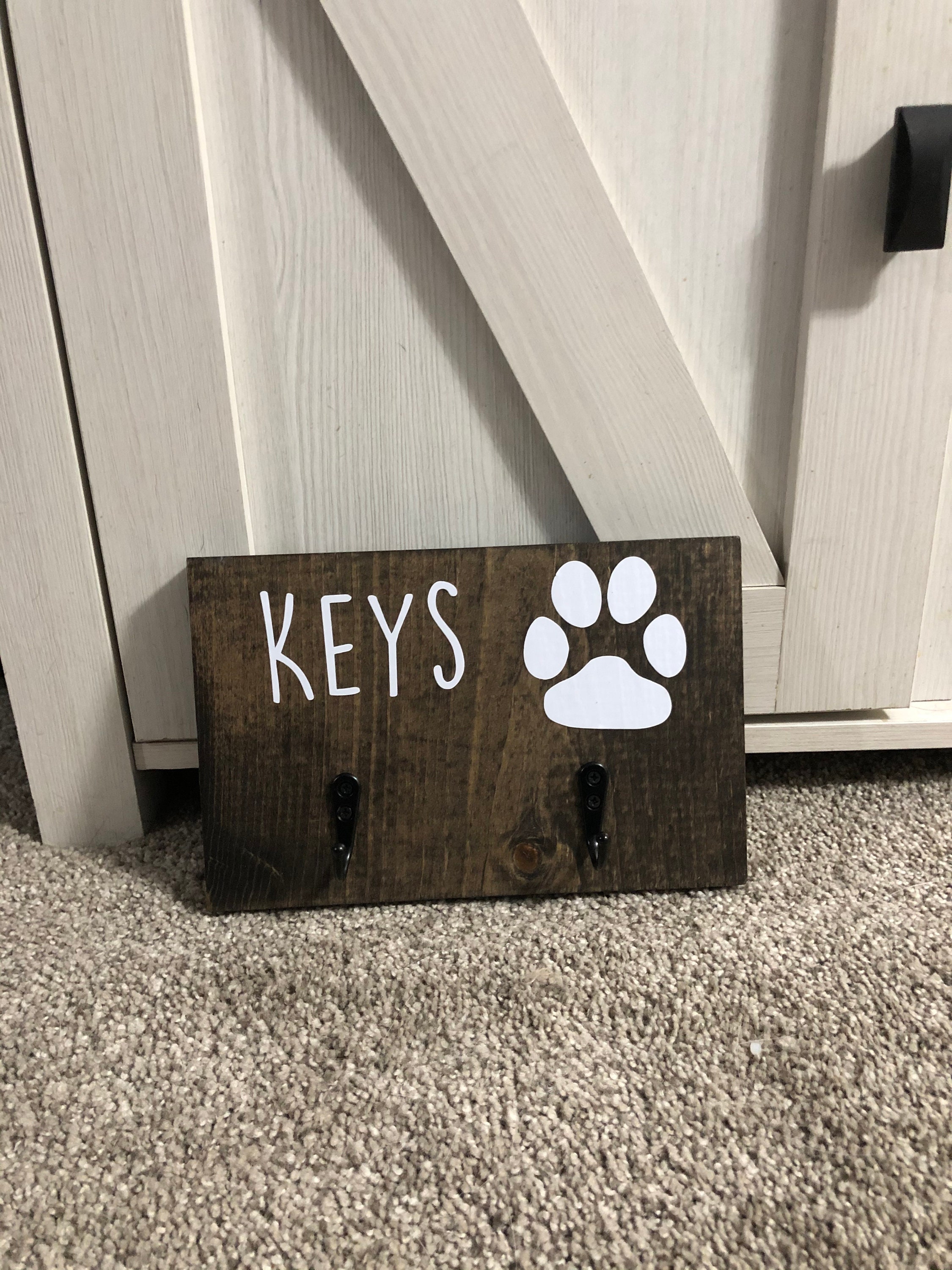 Dog Keys and Paw Print Hook Sign Etsy