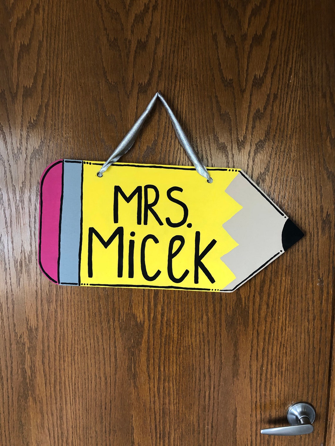 Personalized Wooden Teacher Pencil Sign Etsy