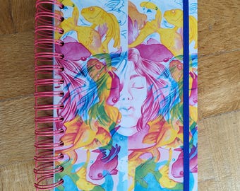 Notebook, blank notebook, illustrated notebook, notebook with zipper