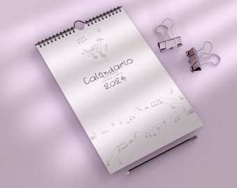 Illustrated wall calendar 2024, Hanging calendar, Decorative calendar, story and book calendar, customizable calendar