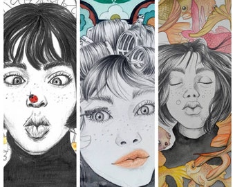 Pack of 3 illustrations, watercolor woman illustration, decoration illustration, printed illustration, wall decoration, home decoration