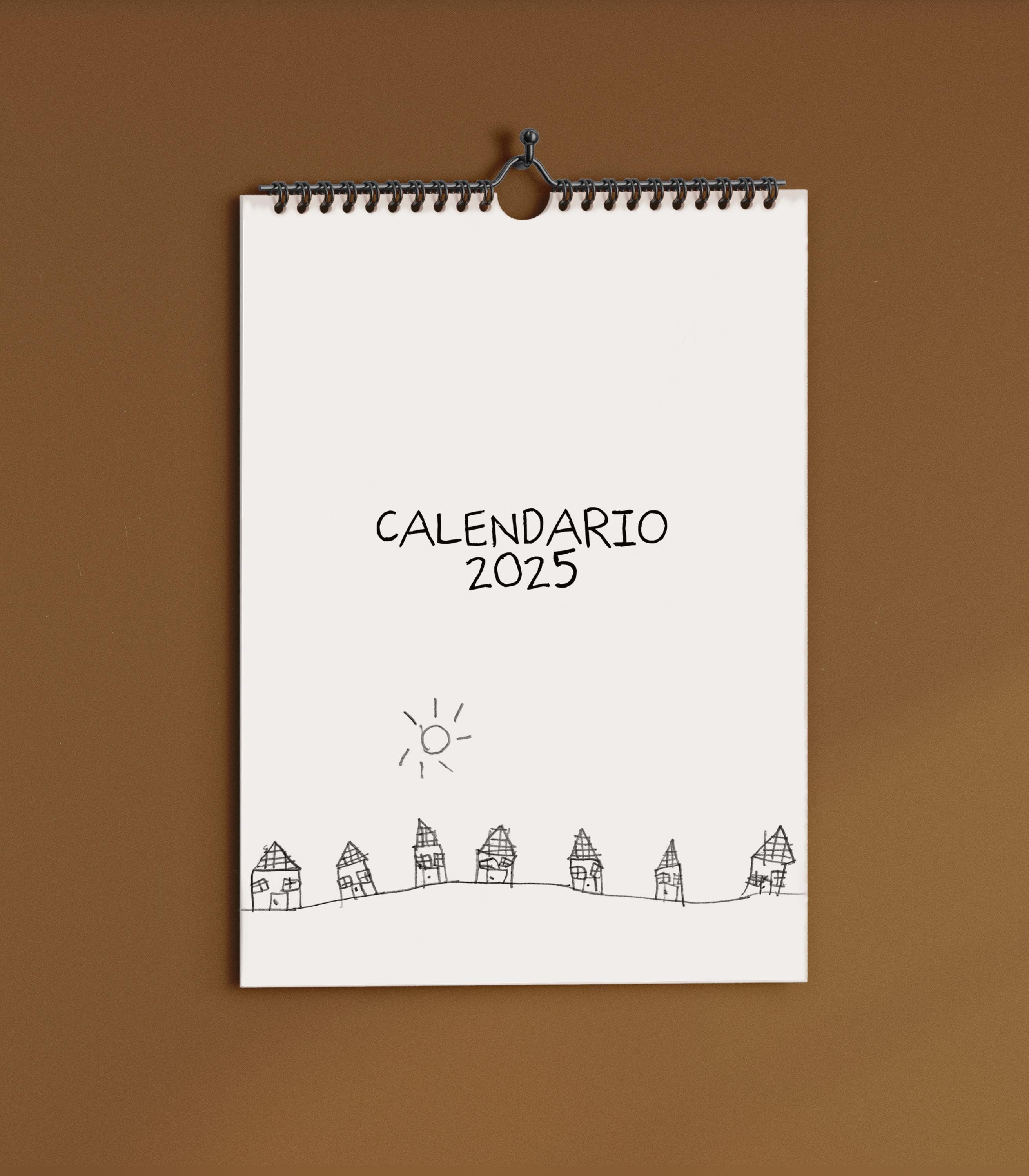 Illustrated wall calendar 2025, Hanging calendar, Decorative calendar, House drawing calendar, Customizable calendar