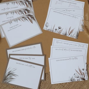 Karten-Set fürs Gästebuch mit 12 Karten | DIY Gästebuch Hochzeit | Watercolour Gräser | Fragekarten Hochzeitsgästebuch