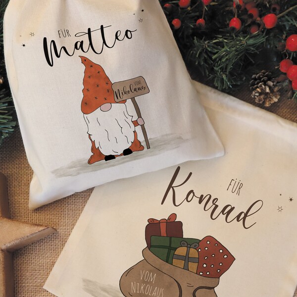 Nikolausbeutel mit Namen | Nikolaustasche | Geschenk vom Nikolaus | Nikolaussack | personalisierter Geschenkbeutel | Nikolaussäckchen