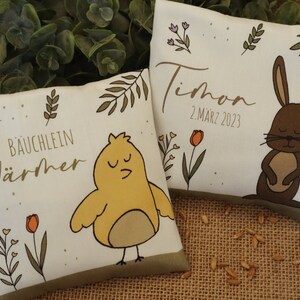 Körnerkissen Baby | Geschenk zu Ostern | mit Namen & Geburtsdatum personalisiert | Wärmekissen | Dinkelkissen | Rapskissen | fürs Osternest