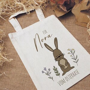 Beutel mit Namen | Baumwolltasche mit Tragegriff | Geschenktasche Ostern | Gruß vom Osterhase | Osterkörbchen personalisiert | Osterbeutel