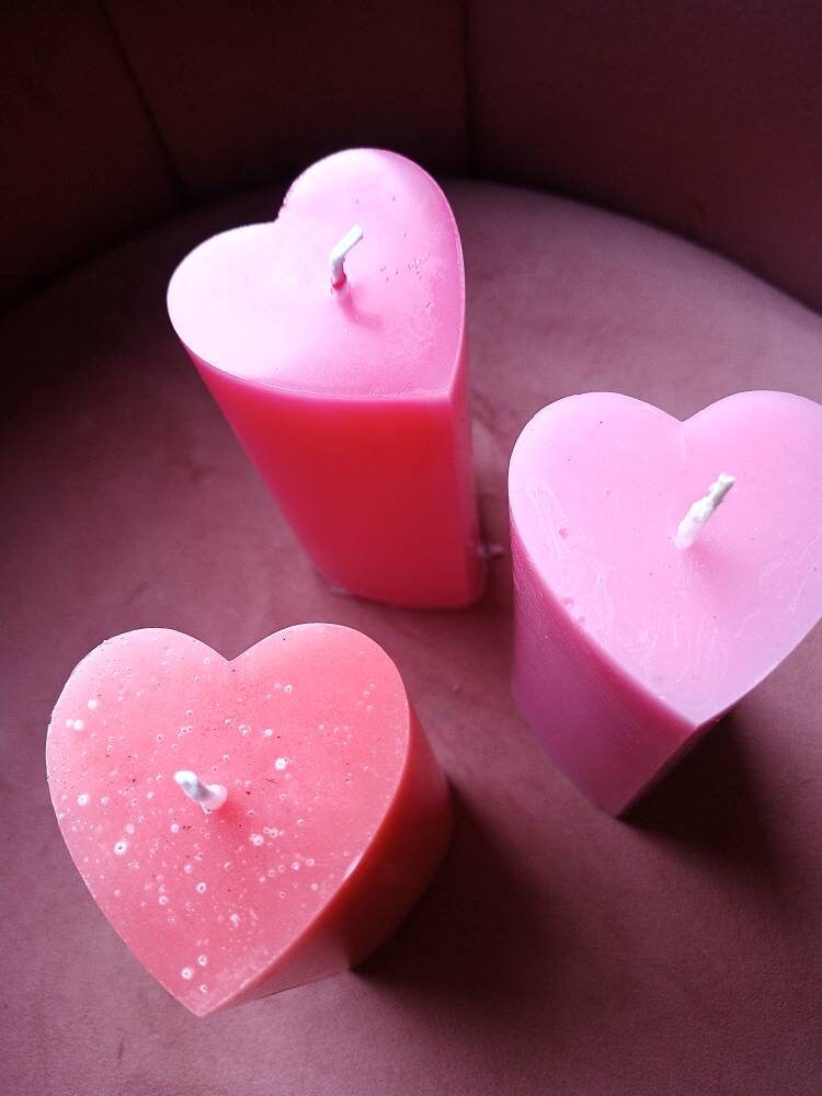 Lot de Trois Bougies en Forme Cœur