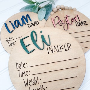 Hospital Name Sign|Birth Announcement Disc | Baby Announcement | New Baby | Baby Photo Prop | New Mom Gift | Baby Shower Gift |Gender Reveal