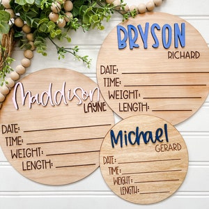 Hospital Name Sign|Birth Announcement Disc | Baby Announcement | New Baby | Baby Photo Prop | New Mom Gift | Baby Shower Gift |Gender Reveal