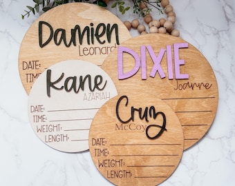 Birth Announcement Sign|Birth Announcement Disc | Baby Announcement | New Baby | Baby Photo Prop | Hello World | Baby Shower Gift |Hospital