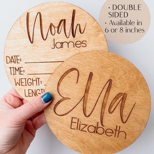 Double Sided Birth Announcement Sign|Birth Announcement Disc | Baby Announcement |New Baby| Baby Photo Prop |Hello World | Baby Shower Gift
