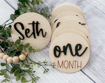 Baby Milestone Disc Set | Baby Announcement |Milestone Discs | Hello World | Baby Shower Gift|Monthly Baby Photo Prop|Monthly Photo Markers