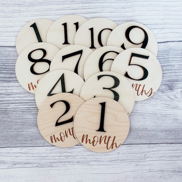 Baby Monthly Milestone Disc Set|Baby Announcement|Milestone Discs|New Mom Gift|Baby Shower Gift| Baby Photo Prop|Wood Monthly Photo Markers