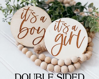 DOUBLE SIDED It’s A Boy/Girl Announcement Disc|Wooden Birth Announcement Disc|Baby Announcement|New Baby Sign|Baby Photo Prop|Baby Shower
