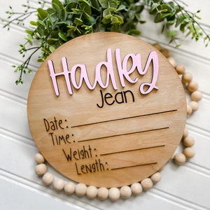 Hospital Name Sign|Birth Announcement Disc | Baby Announcement | New Baby | Baby Photo Prop | New Mom Gift | Baby Shower Gift |Gender Reveal