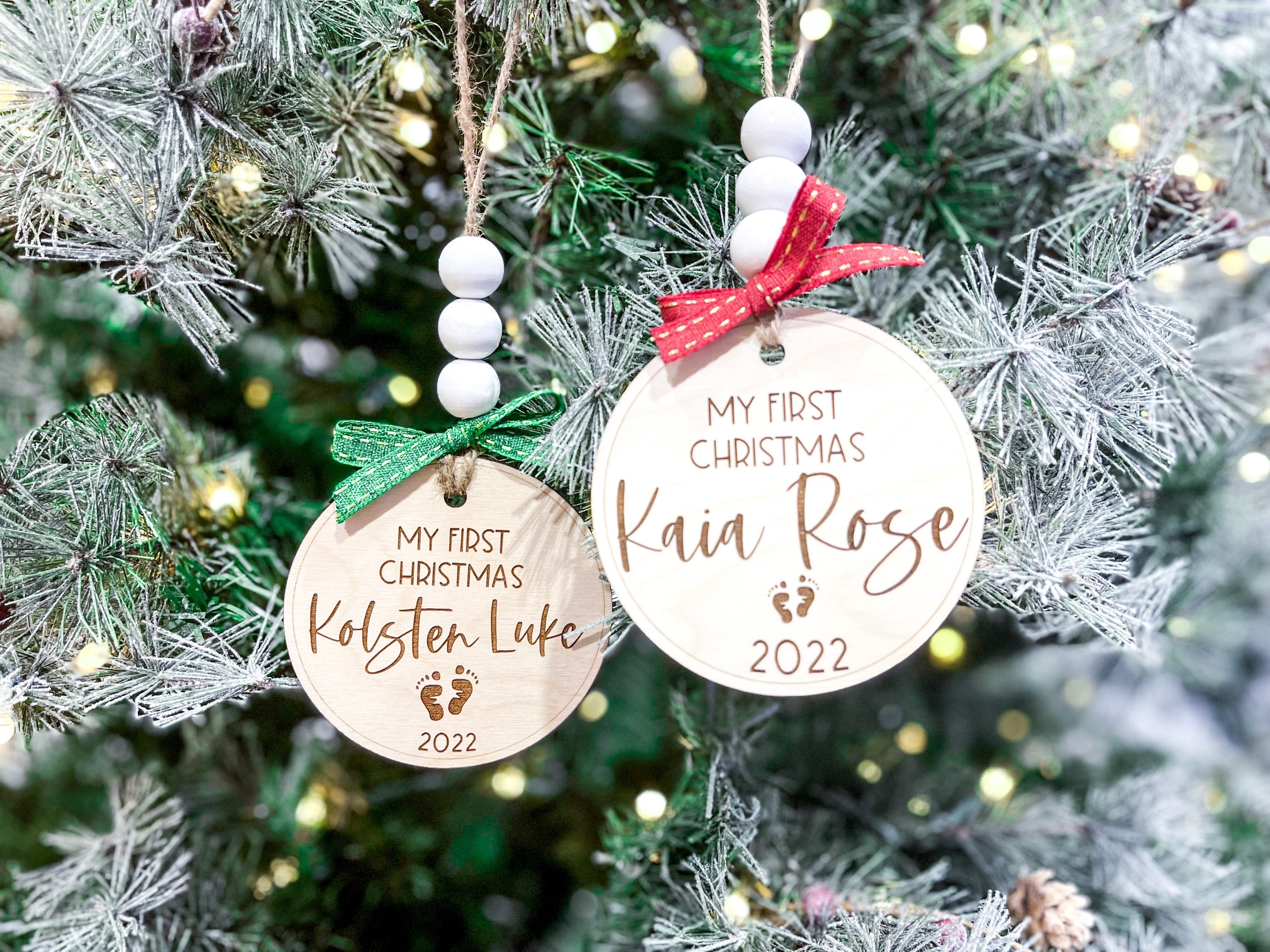 Babys First Christmas Ornament|wooden Ornament Disc|my First