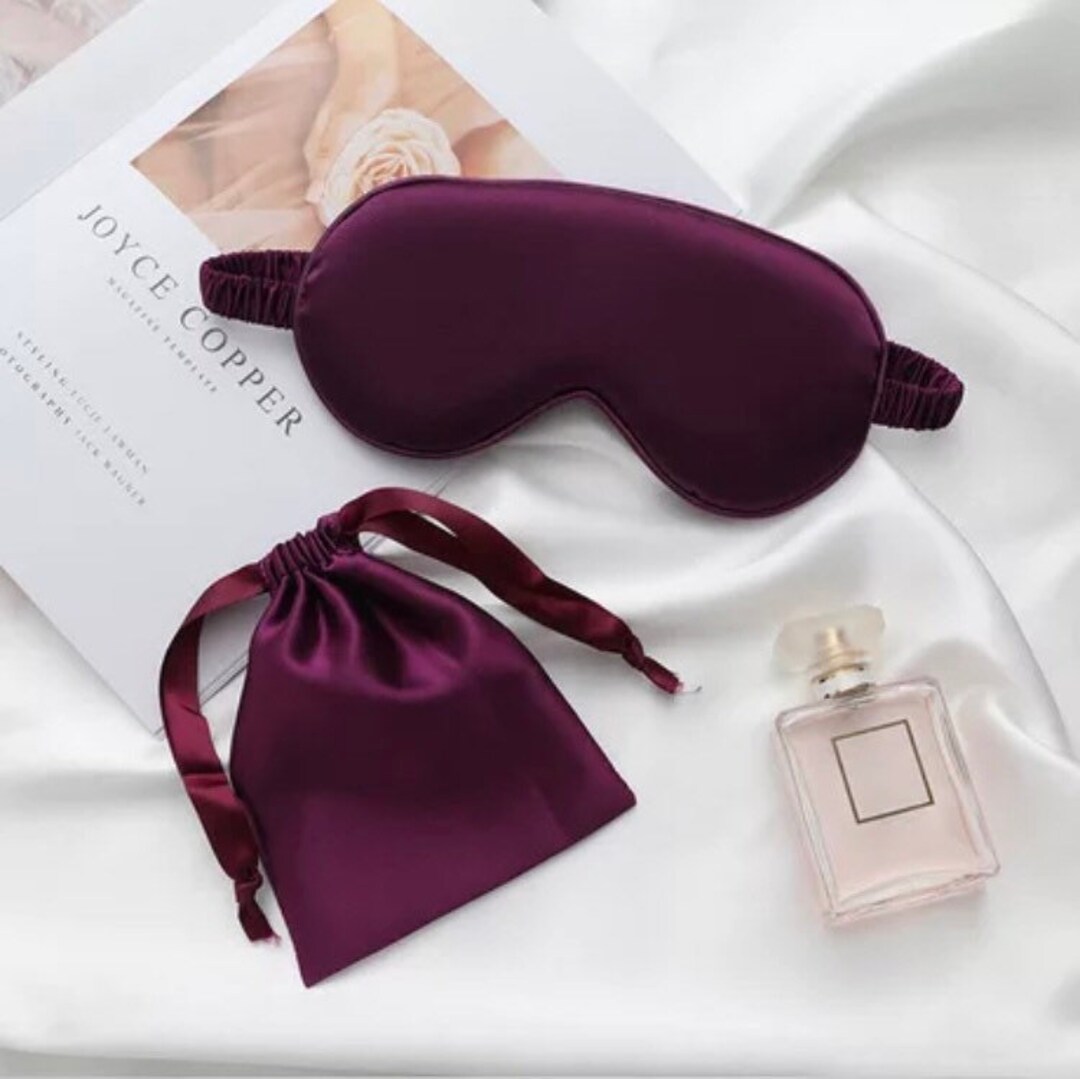 UK Luxury Pure Mulberry Blindfolded Dark Purple Eye Mask, Bag and