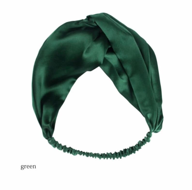 Green Silk Turban with elastic Silk Satin Headband Turban | Etsy