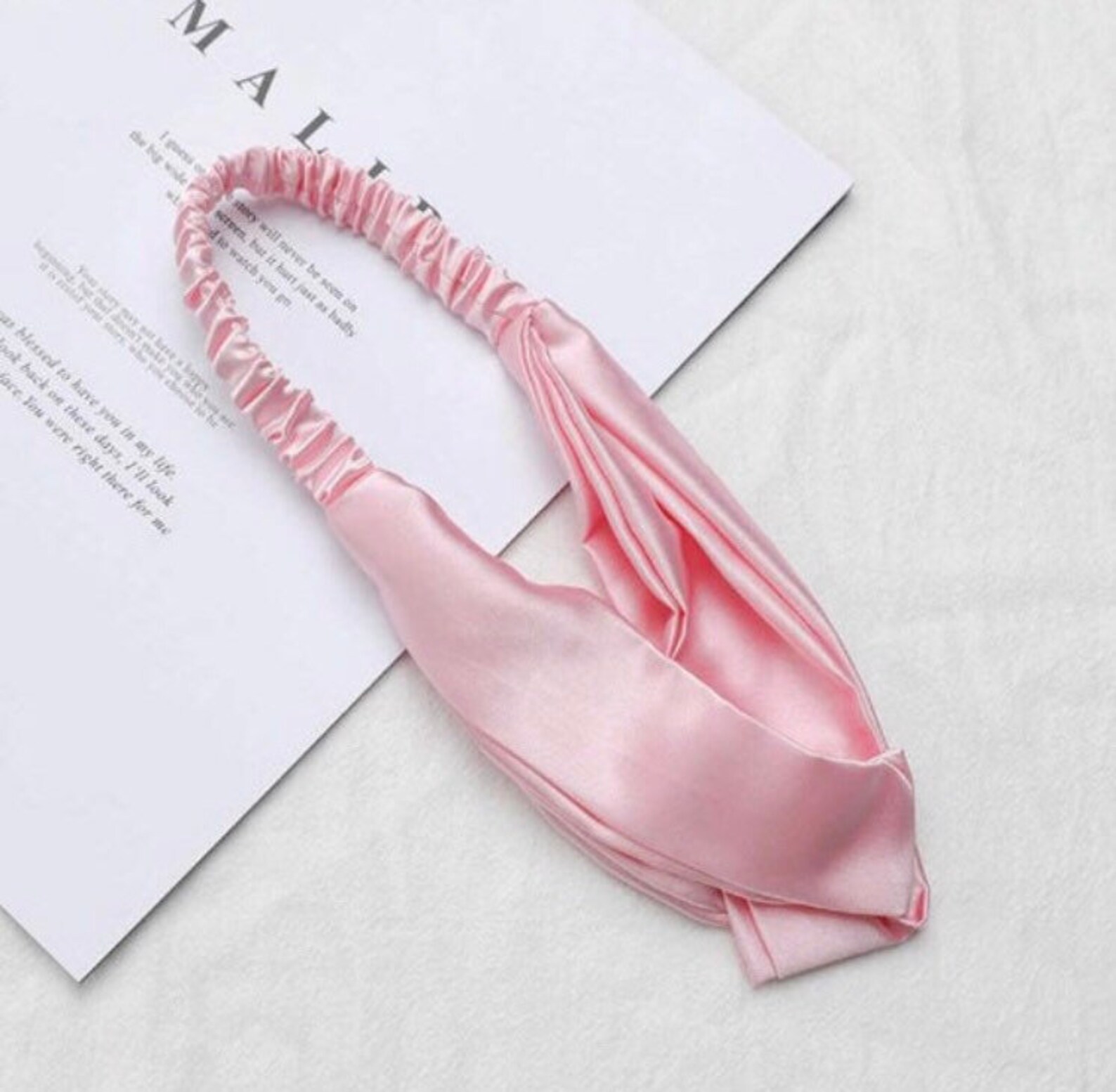 Set of 4 Pink Silk Eye Mask Headband Scrunchies and Bag Etsy UK