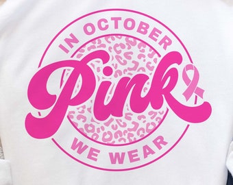 En octubre usamos svg rosa, svg de cáncer de mama, svg de cinta de concientización, SVG rosa, camisa de cáncer de mama