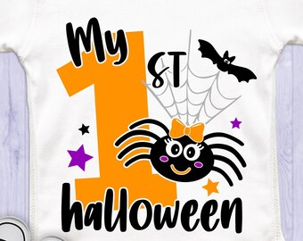First Halloween Girl SVG, Cute Spider (Digital Download)