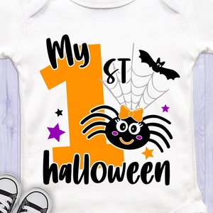 Mijn eerste halloween-SVG, eerste halloween-meisje SVG, mijn eerste halloween-SVG, schattige spin