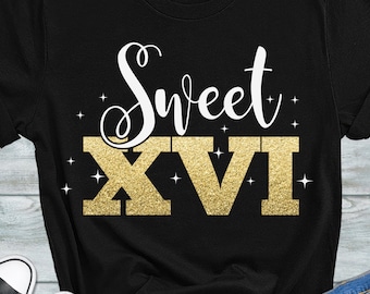 Sweet Sixteen SVG: 16. Geburtstag Cut Files (Digitaler Download)
