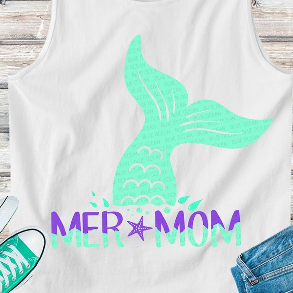 Mer mom SVG, Birthday Mermaid mom SVG, Cricut svg cut files