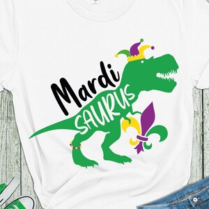 Mardi Saurus SVG, Mardi Dinosaur SVG,  Mardi Gras kids shirt, digital cut files