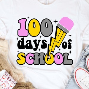 100 dias de escola SVG, Professor bolt SVG, Camisa do professor svg, Feliz 100 dias de escola SVG