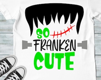 Frankenstein SVG, So Franken Cute, Design per ragazzo di Halloween (Download digitale)