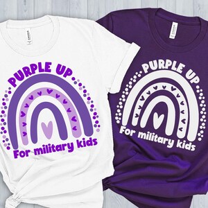 Paars omhoog voor militaire kinderen SVG, paars omhoog regenboog SVG, paars omhoog SVG, maand van militair kind-svg