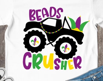 Mardi Gras Monster Truck SVG PNG voor kinderen digitale download