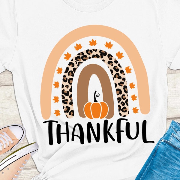 Thankful rainbow SVG, Leopard Rainbow SVG, Thanksgiving Rainbow, Thanksgiving SVG