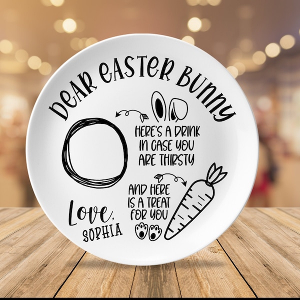 Dear Easter Bunny SVG, Easter Bunny Plate SVG, Bunny Carrots, Digital cut files