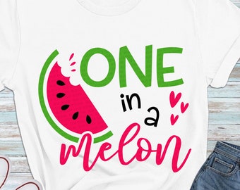 Watermelon SVG: One in a Melon, Summer Girl Shirt (Digital Download)