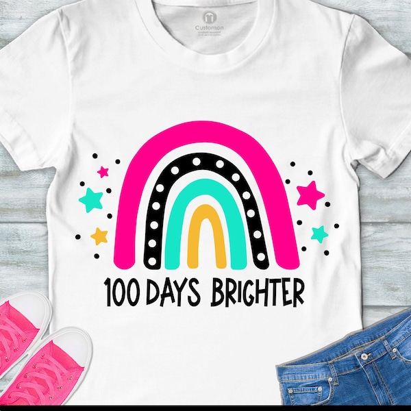 100 days brighter SVG, 100 days rainbow svg, 100 days of school SVG, 100 days girl SVG 100 days shirt svg