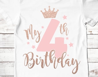 4-årsdagsflicka SVG, fjärde födelsedag, Cricut-filer (digital nedladdning)