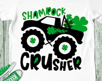 Shamrock crusher SVG, Boys St Patrick day SVG,  Shamrock monster truck SVG, St Patrick cut files