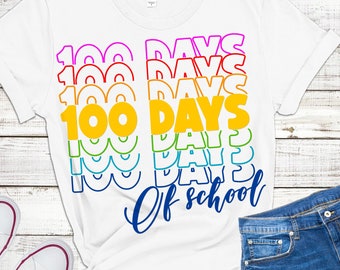 100 Tage Schule SVG, Lehrer Shirt Schnittdateien (digitaler Download)