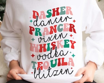 Funny Christmas SVG: Reindeer Names & Drinks (Digital Download)
