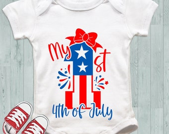 Mijn 1e 4 juli SVG, patriottische babymeisje (digitale download)