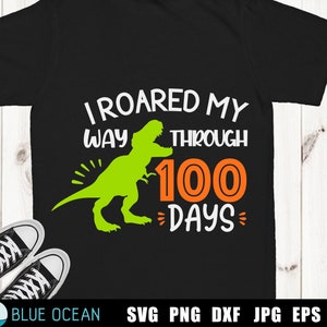 Eu rugi por 100 dias SVG, 100 dias de escola SVG, T-Rex, 100 dias Boy SVG