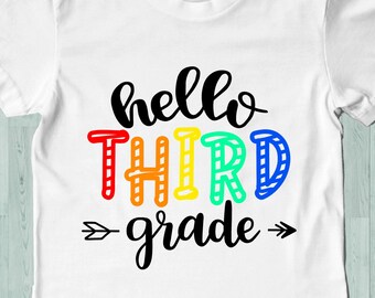 Hello Third Grade SVG, Back to School Cut Files (Digital Download)