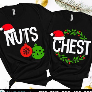 Chest Nuts SVG, Camisas de pareja de Navidad SVG, Chritmas divertidas SVG, Navidad para adultos, Camisas a juego